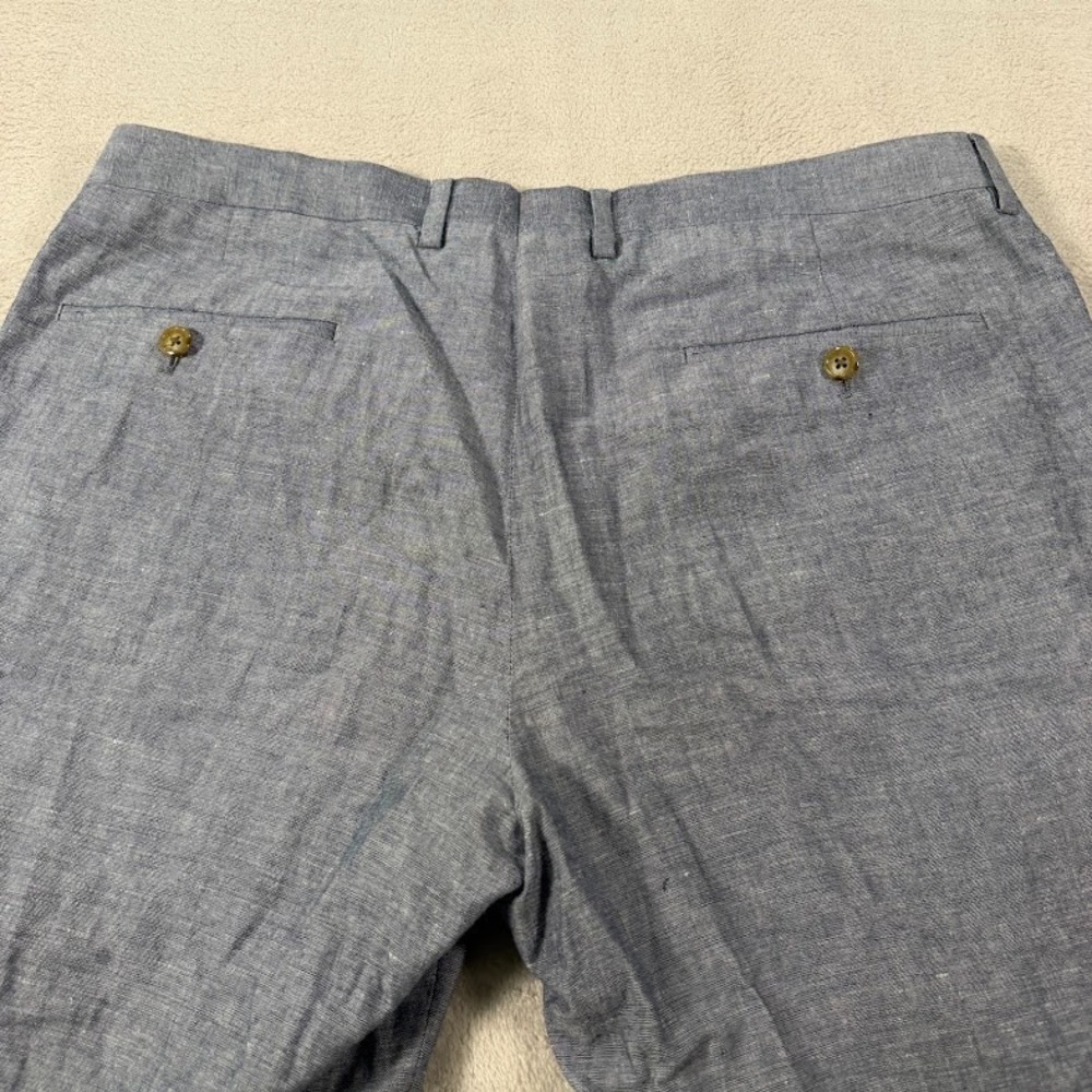J. Crew Mens 34x30 Ludlow Somelos Cotton Linen Slim Fit Pants Blue Lightweight - Picture 3 of 14